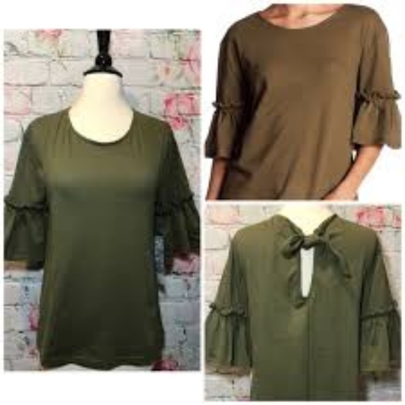 14th & Union Tops - 14th & Union Tie Ruffle Sleeve Top NWT